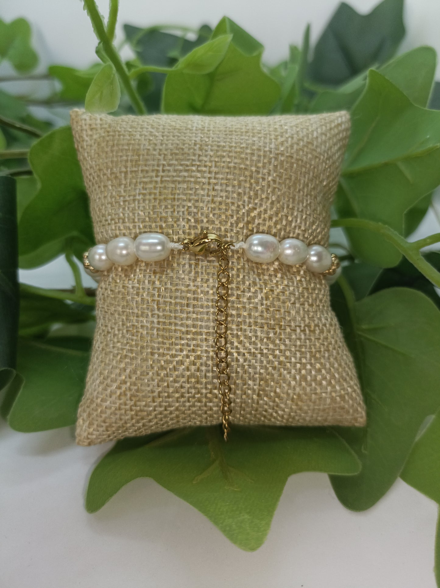 Bracelet en perles d'eau douce forme allongées