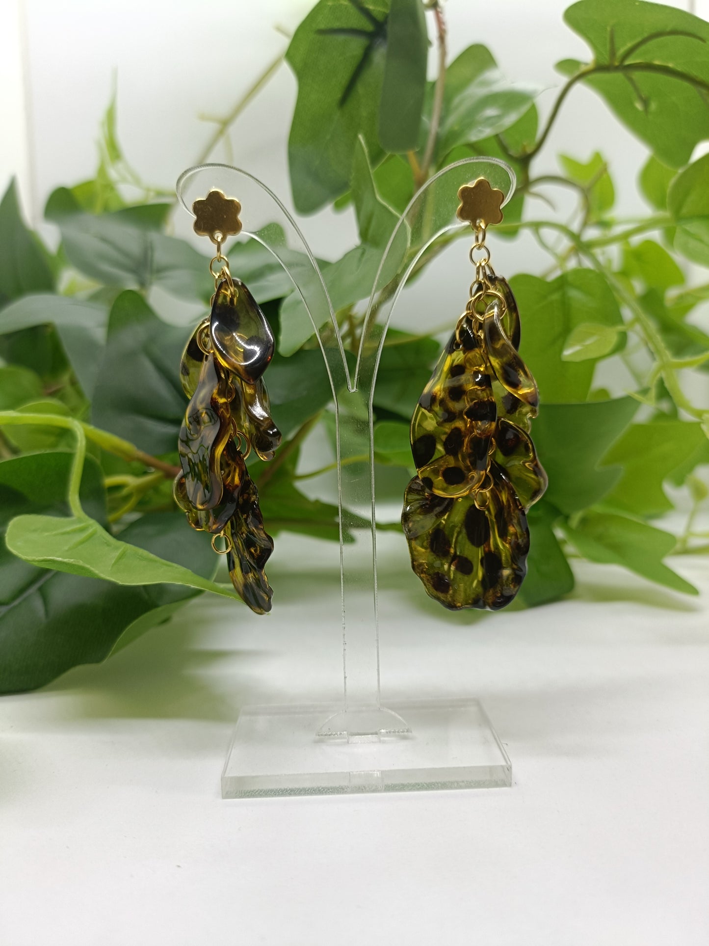 Boucles d'oreilles pétales léopard