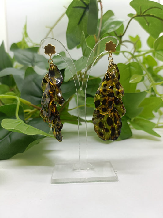 Boucles d'oreilles pétales léopard
