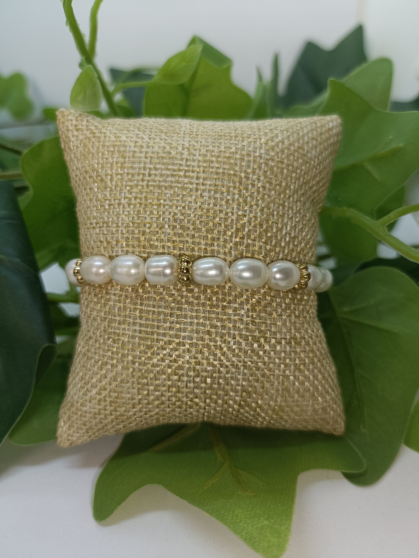 Bracelet en perles d'eau douce forme allongées