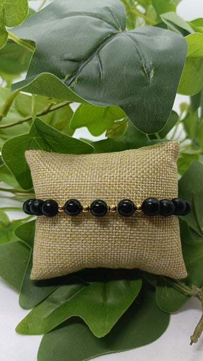 Bracelet perles noires en bois