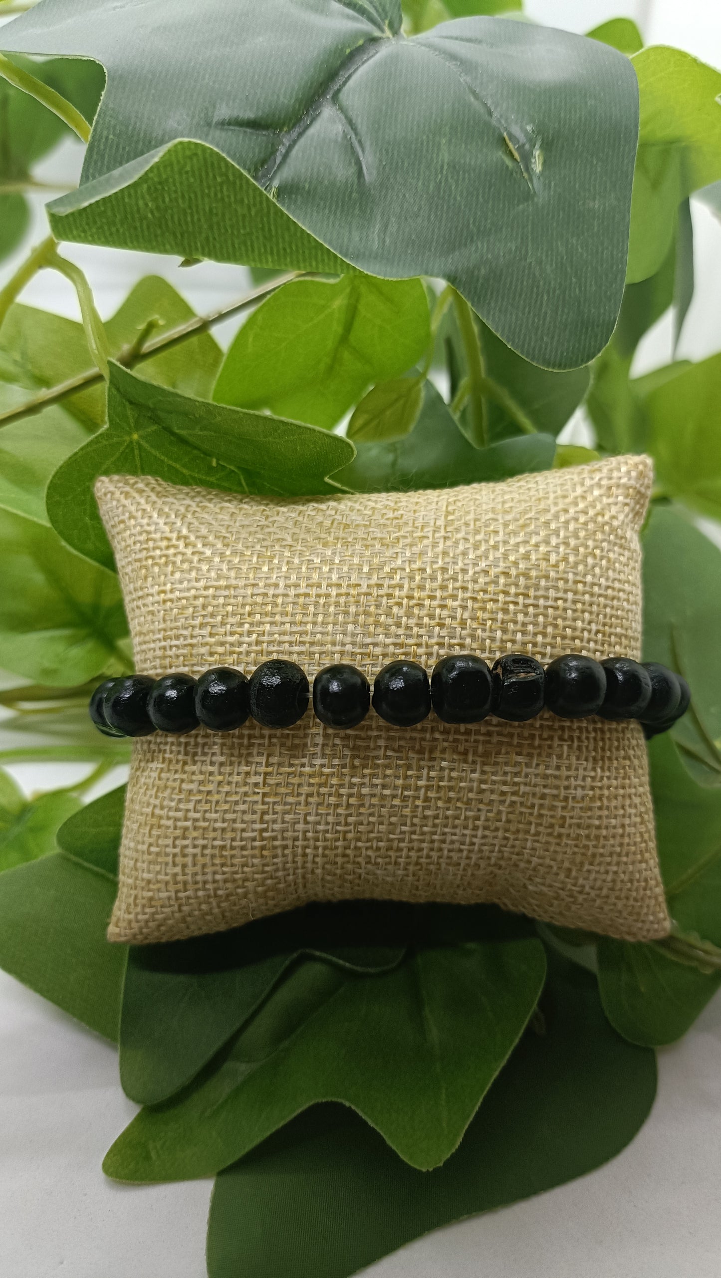 Bracelet perles noires en bois