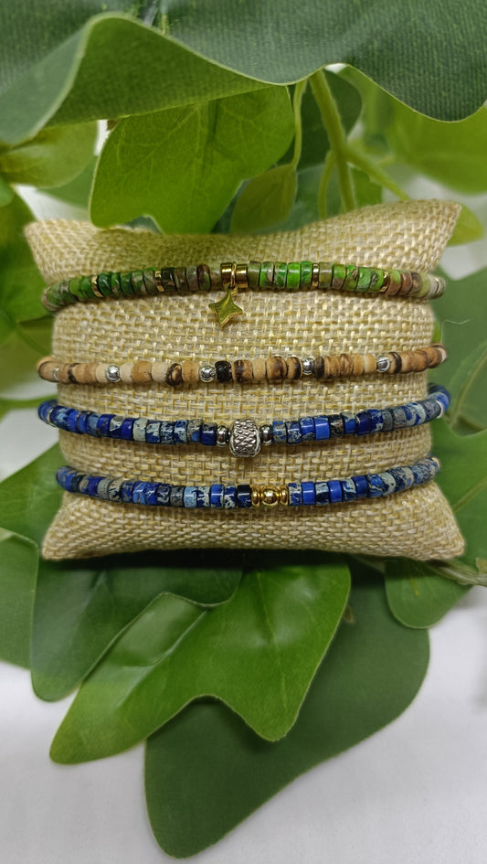 Bracelets en pierre et bois